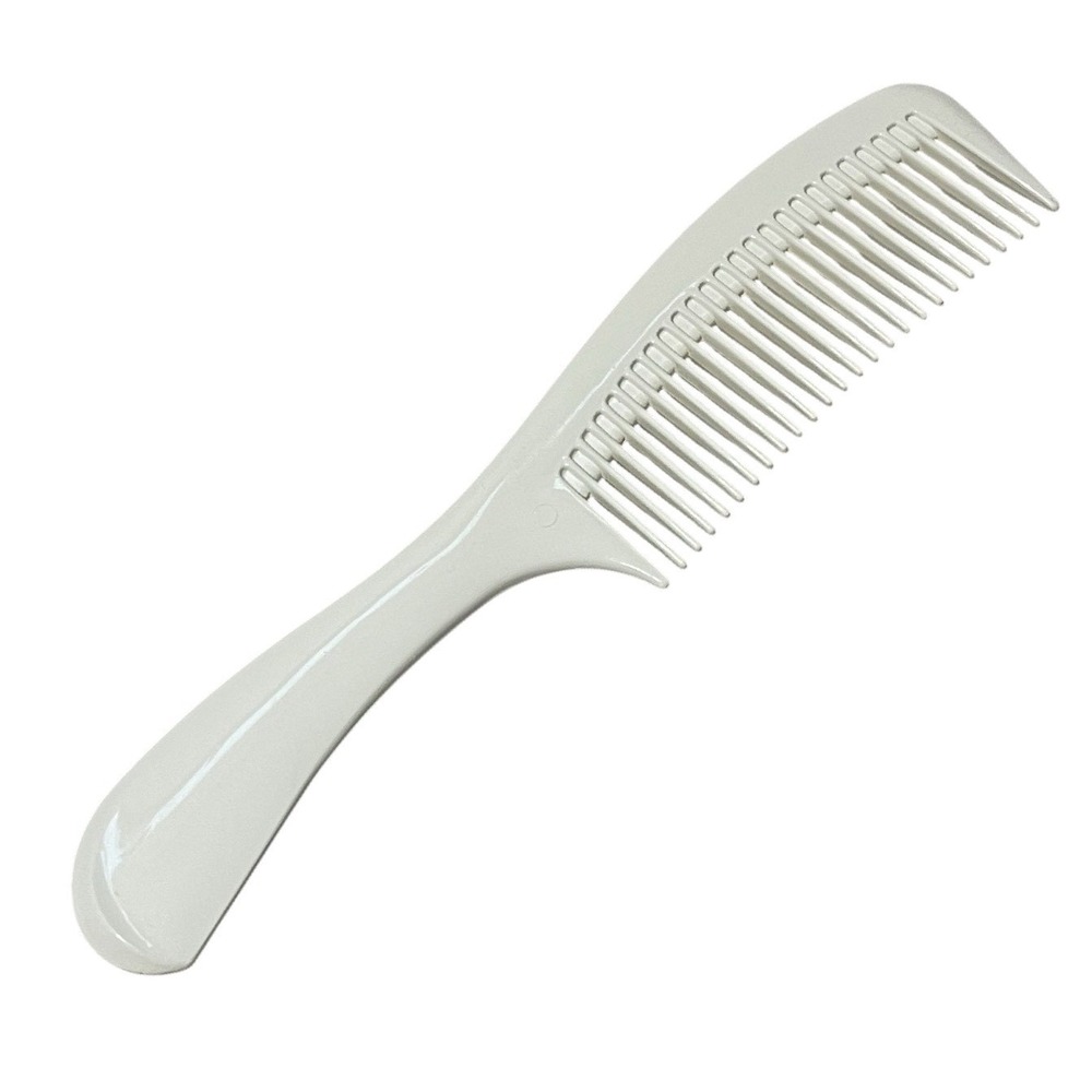 Vintage Clinique White Hard Plastic Wide Tooth Hair Comb Handle #2 USA